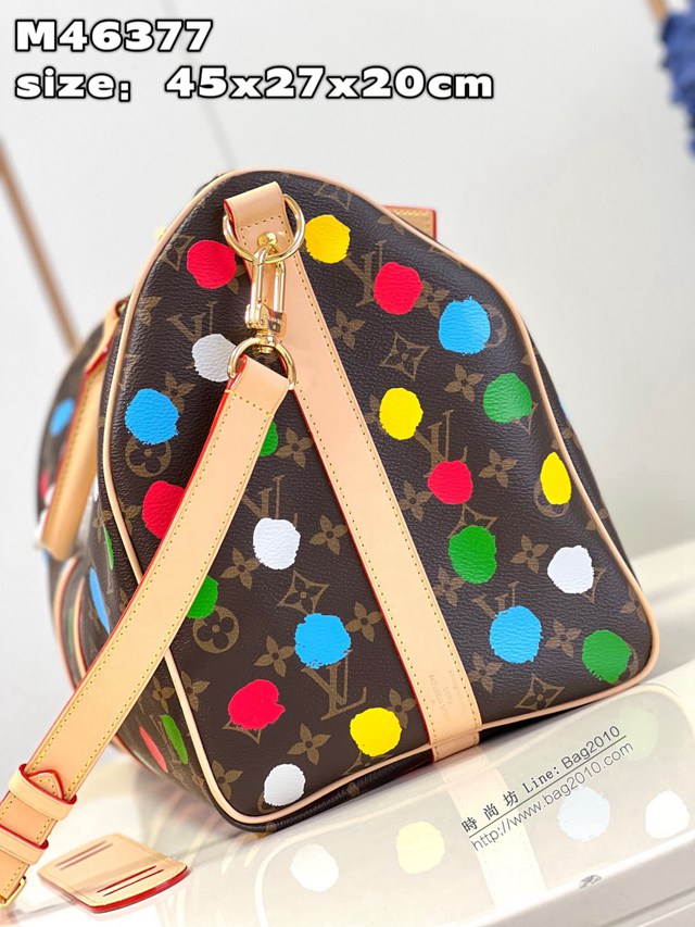 LV專櫃2023新款LV x YK Keepall 45旅行袋 M46377 路易威登波點圖案手提旅行包 dn1307